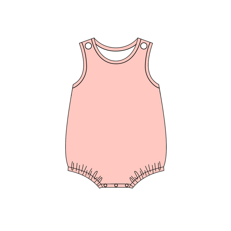 (Pre Order) No moq cotton Baby Girls Sleeveless Summer Solid Color Romper