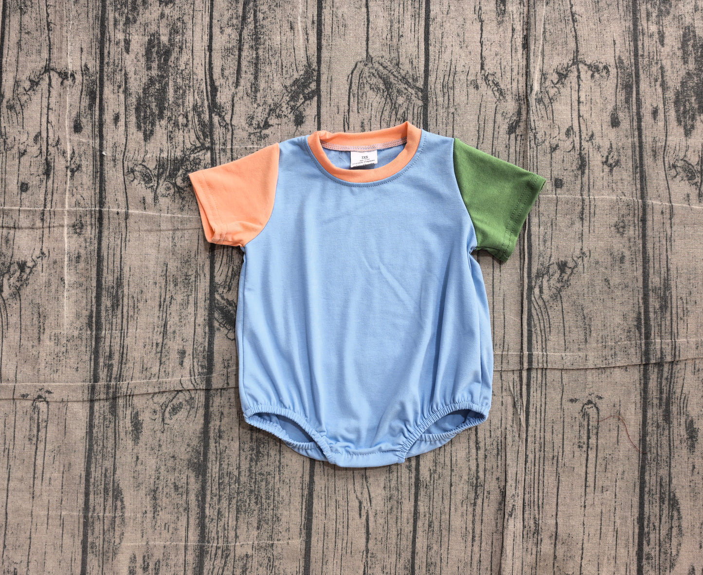 (Sample) No moq SR4268 Baby Boys Patchwork Short Sleeve Snap Crotch One Piece Rompers