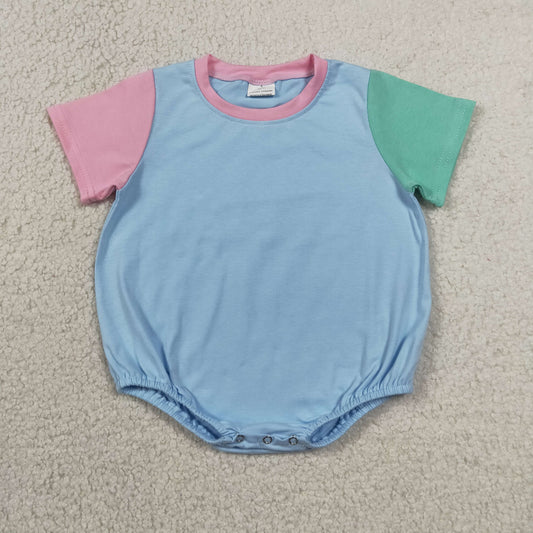 RTS NO MOQ cotton SR4269 Baby Boys Short Sleeve Summer Patchwork Rompers
