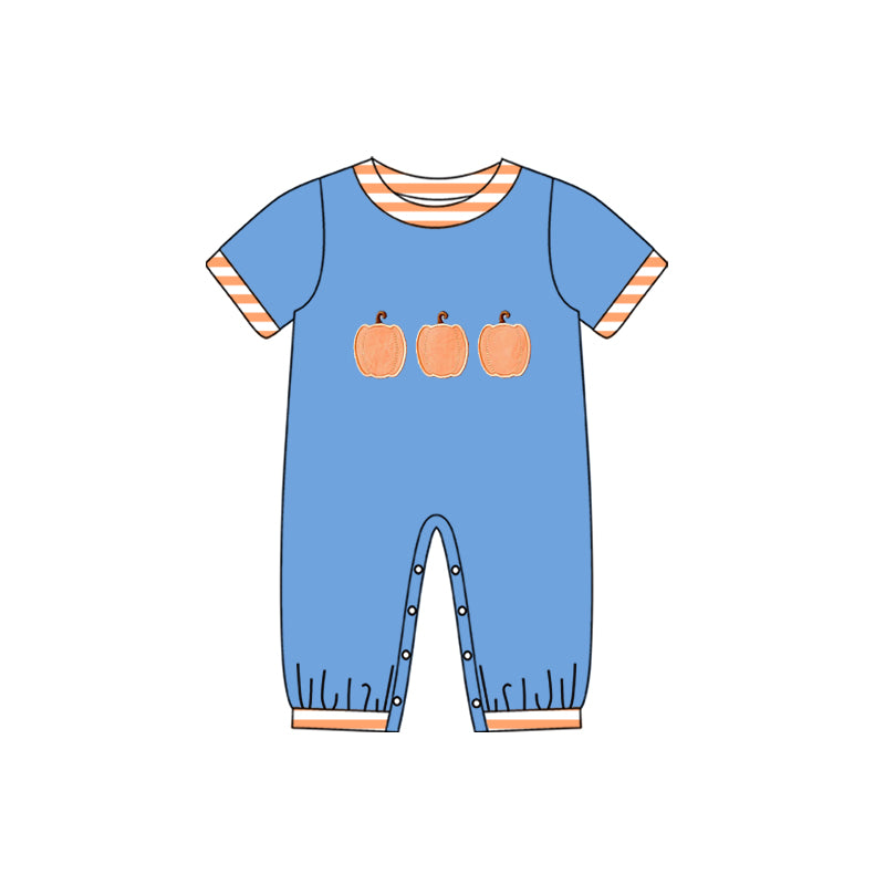 (Preorder new) No moq Embroidery Bow Pumpkins Baby Girls Boys Top Pockets Jogger Fall Clothes Sets Rompers Dress