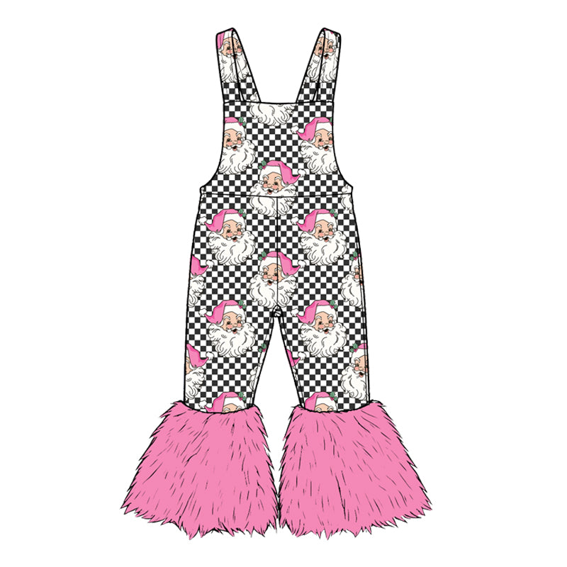 (Preorder new) No moq Baby Girls Christmas Bow Print Sleeveless Overalls Holiday Jumpsuit