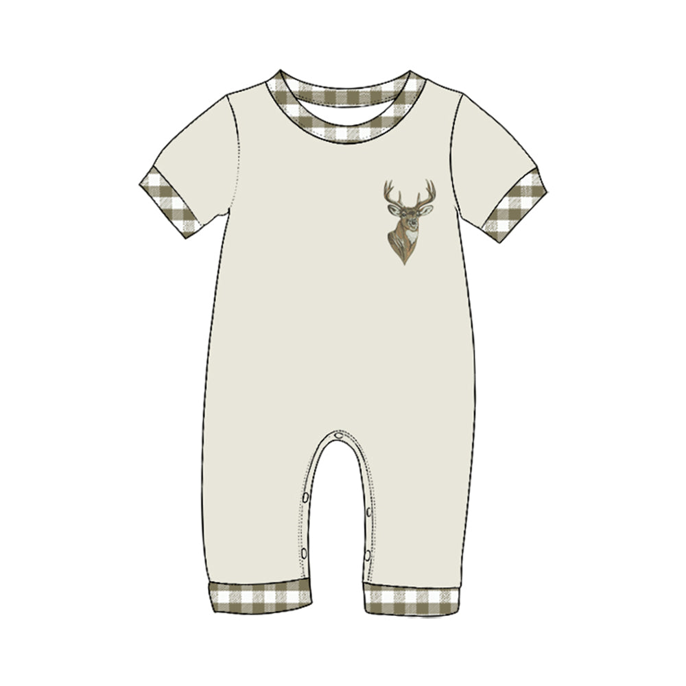 (Preorder new) No moq Baby Boys Deer Short Sleeve Tee Jogger Pant Set Rompers