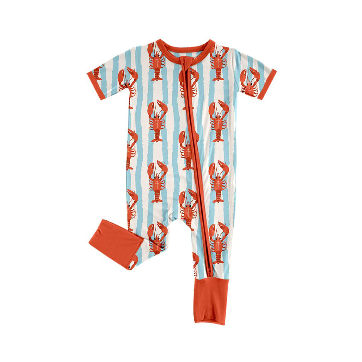 (Preorder new) No moq Baby Boys Crawfish Stripe Print Family Matching Outfit Short Sleeve Pajama Set