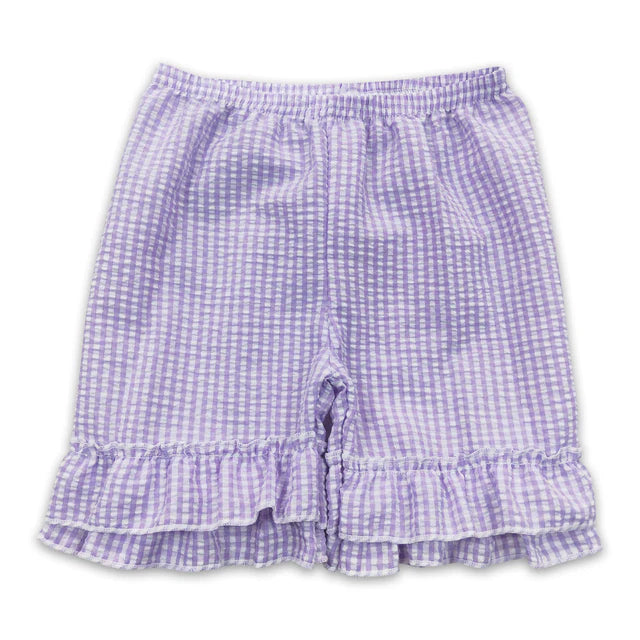 RTS NO MOQ milk silk GT1147+SS0067 Baby Girls Yellow Lavender Bows Plaid Tee Shirts Top Set