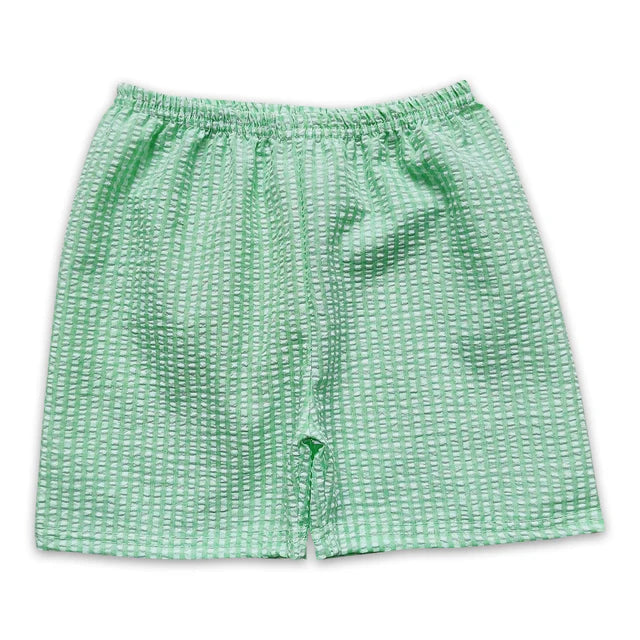 RTS NO MOQ milk silk BT1119+SS0078 Baby Boys Baseball Bats Green Short Sleeve Tee Shirts Tops Plaid Short Set