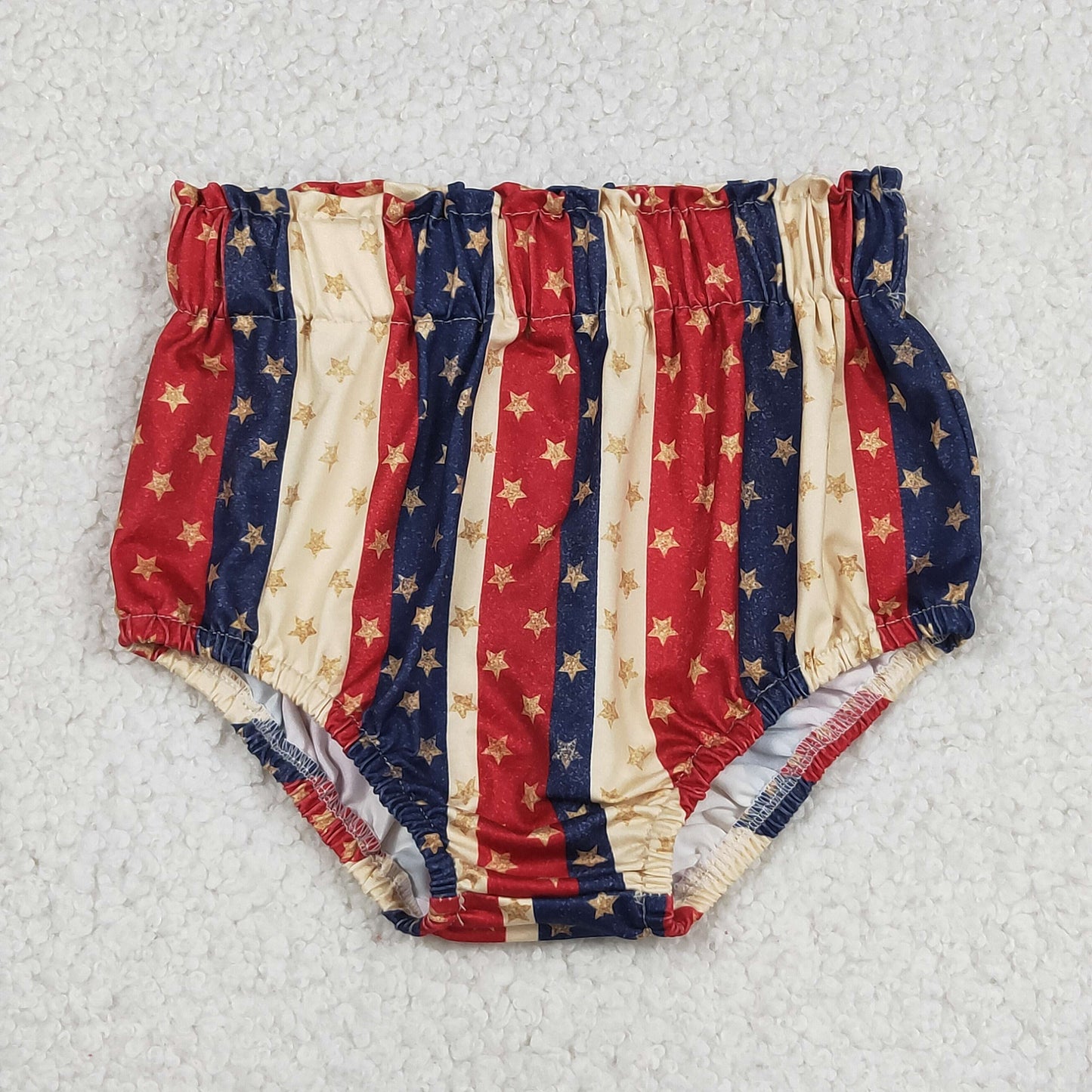 RTS NO MOQ milk silk SS0313 Baby Girls Cute 4th Of July Stars Elastic Bottoms Bummies