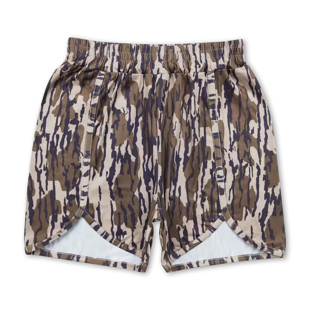 RTS NO MOQ Sibling milk silk Adult Women Camo Print Casual Summer Shorts Bottom