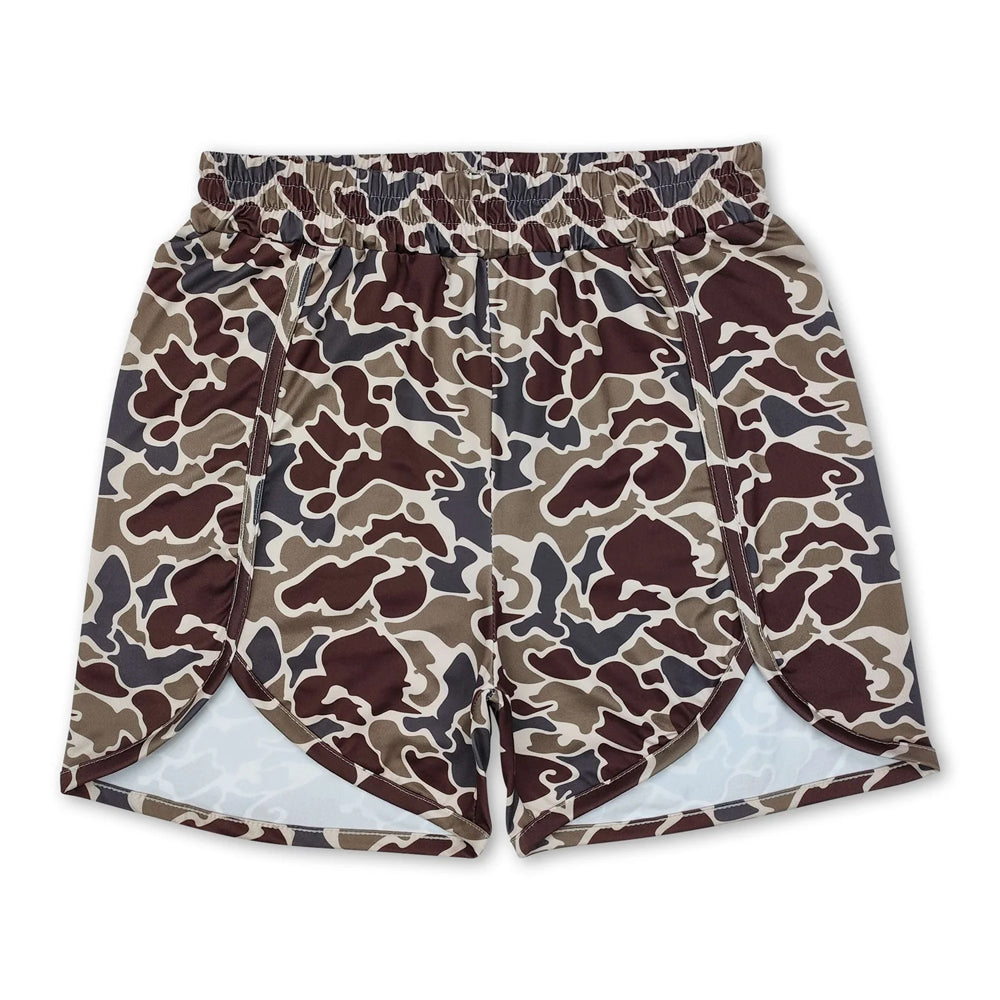 RTS NO MOQ Sibling milk silk Adult Women Camo Print Casual Summer Shorts Bottom