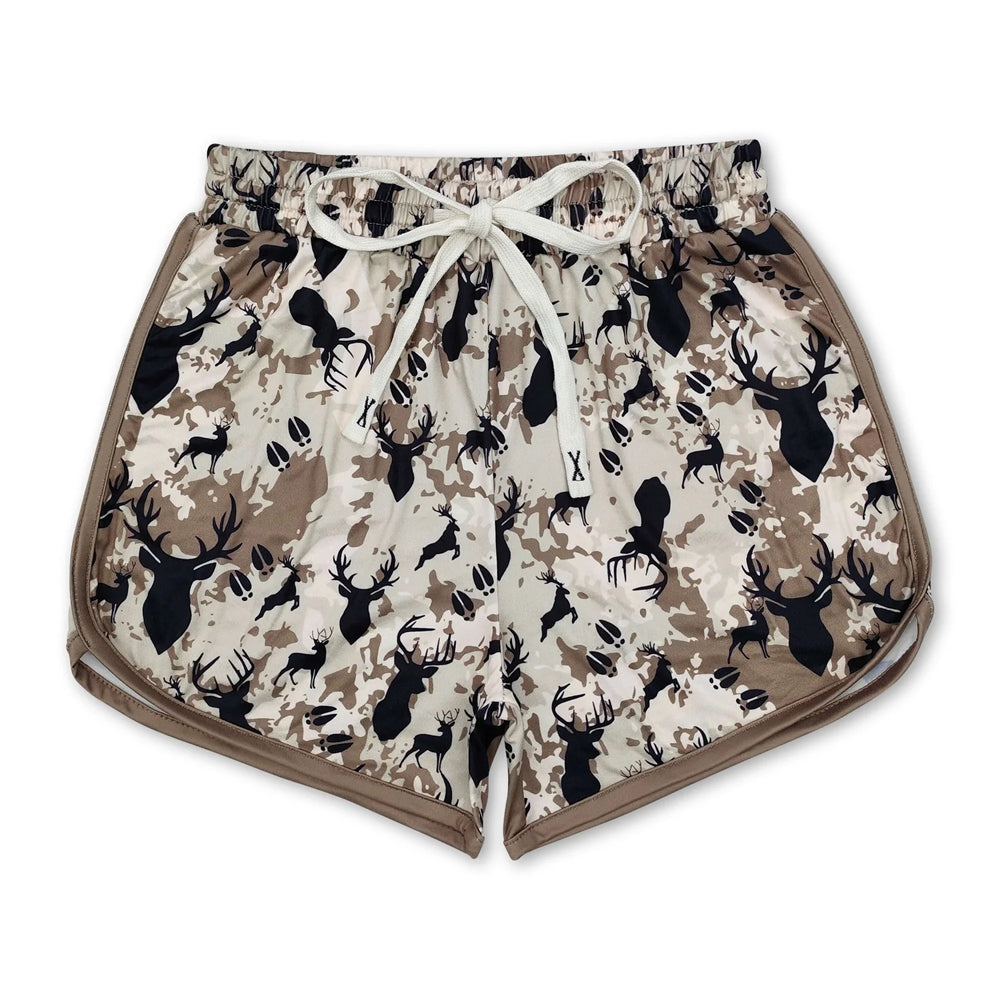 RTS NO MOQ Sibling milk silk Adult Women Camo Print Casual Summer Shorts Bottom