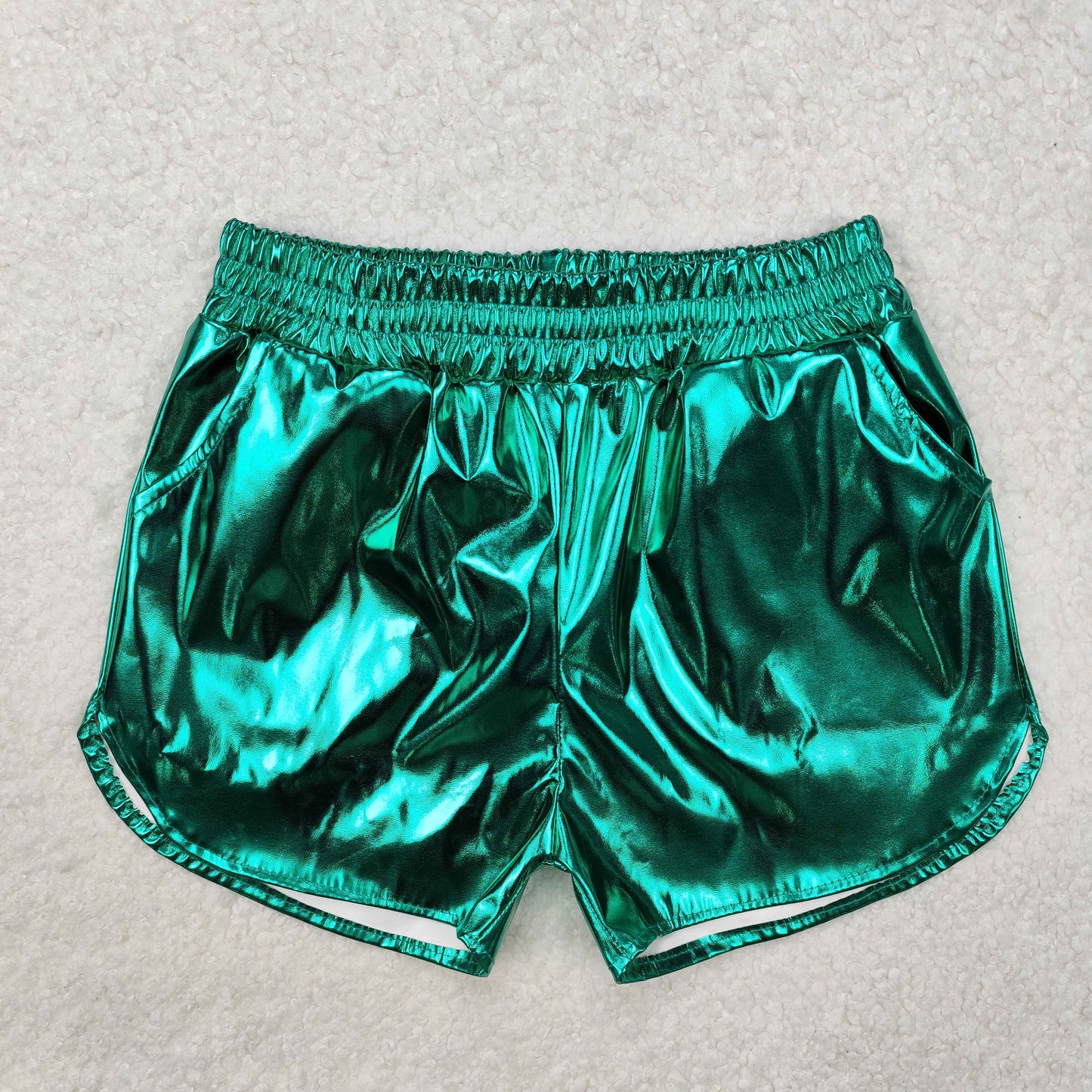RTS NO MOQ baby girl clothes summer leather shine shorts