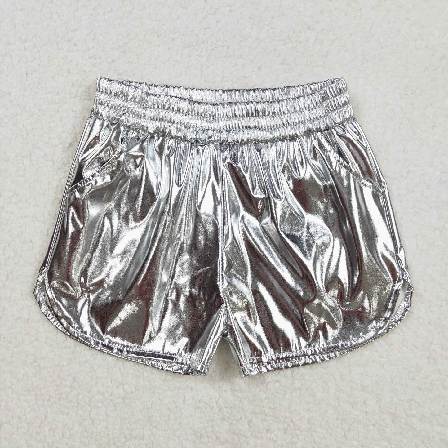 RTS NO MOQ baby girl clothes summer leather shine shorts