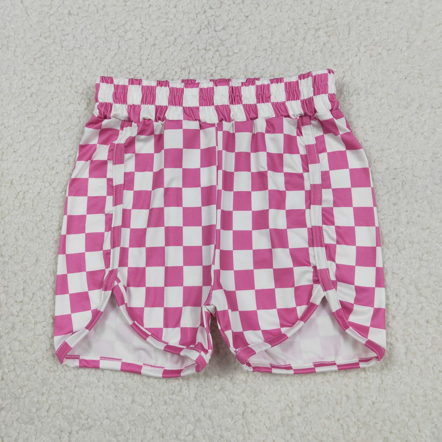 RTS NO MOQ SS0431 Baby Girls Daily Wear White Pink Checkered Shorts Bottoms