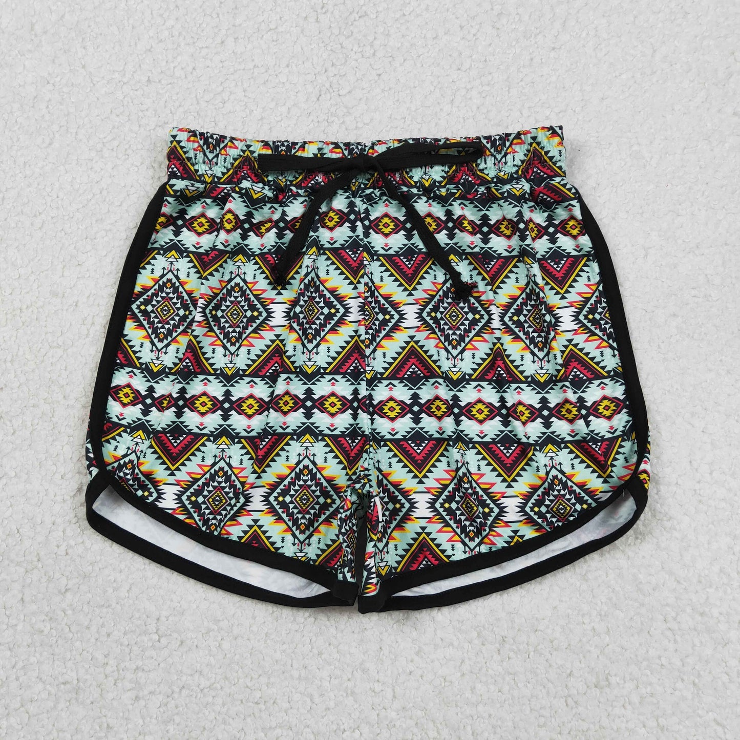 RTS NO MOQ milk silk SS0452 Adult Women High Waist Western Aztec Summer Shorts