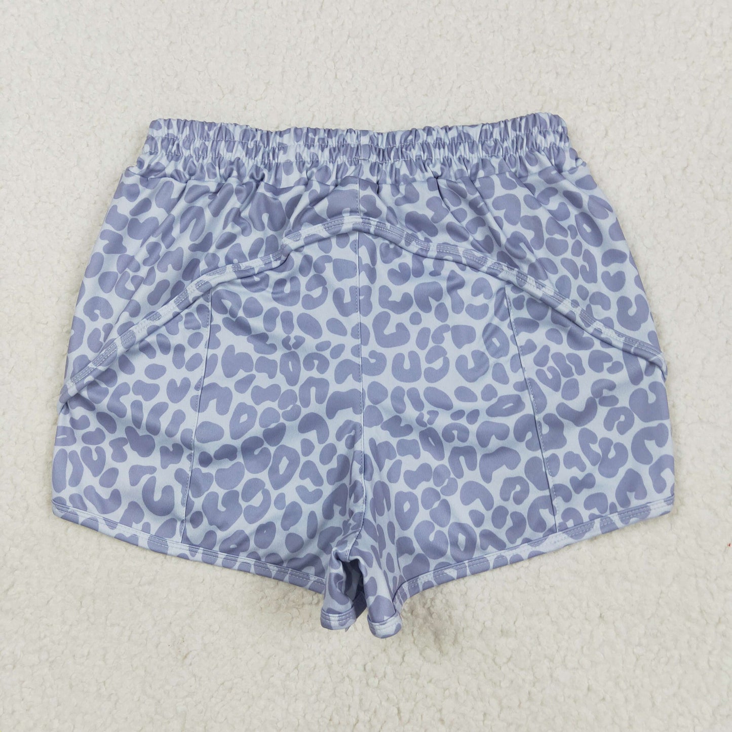 RTS NO MOQ SS0468 Adult Female Grey Leopard Print Yoga Shorts