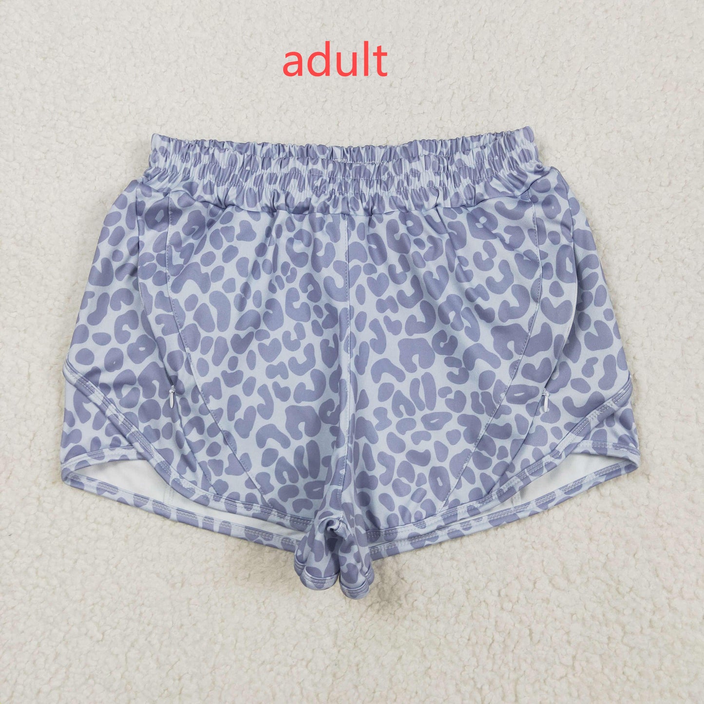RTS NO MOQ SS0468 Adult Female Grey Leopard Print Yoga Shorts