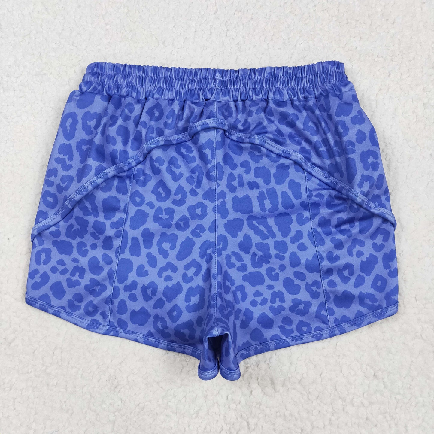 RTS NO MOQ SS0470 Adult female blue leopard print yoga shorts