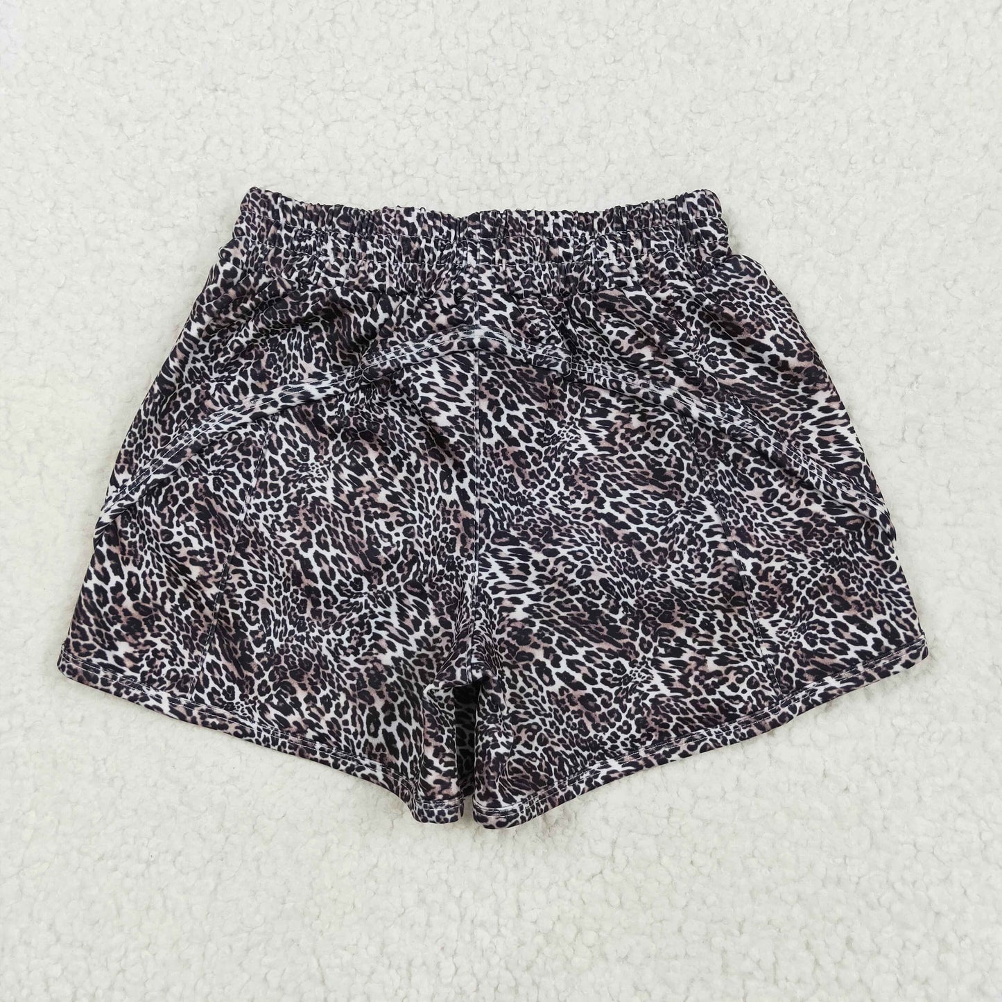 RTS NO MOQ SS0480 Brown leopard print yoga shorts