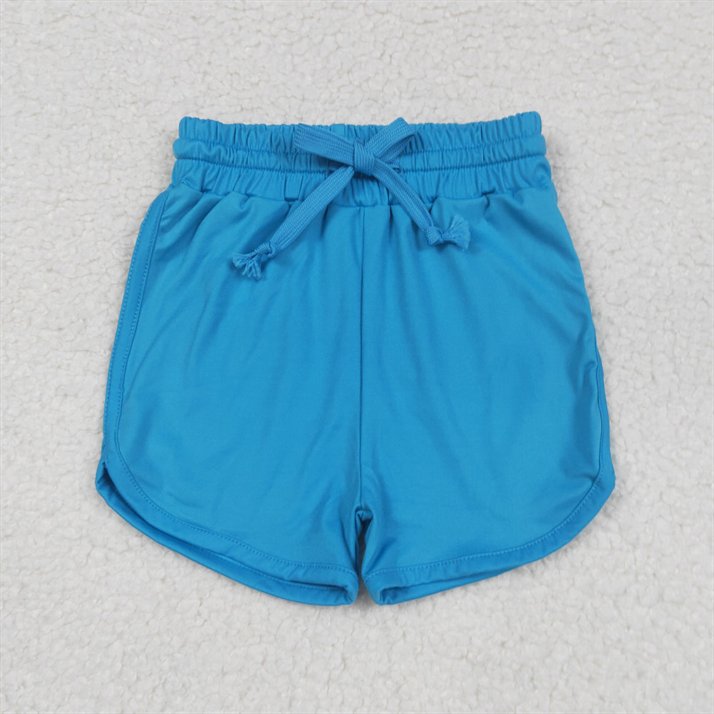RTS NO MOQ Sibling yoga fabric cotton Baby Girls Solid Elastic Waist Yoga Shorts Summer Bottoms