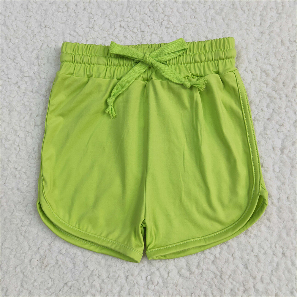 RTS NO MOQ Sibling yoga fabric cotton Baby Girls Solid Elastic Waist Yoga Shorts Summer Bottoms
