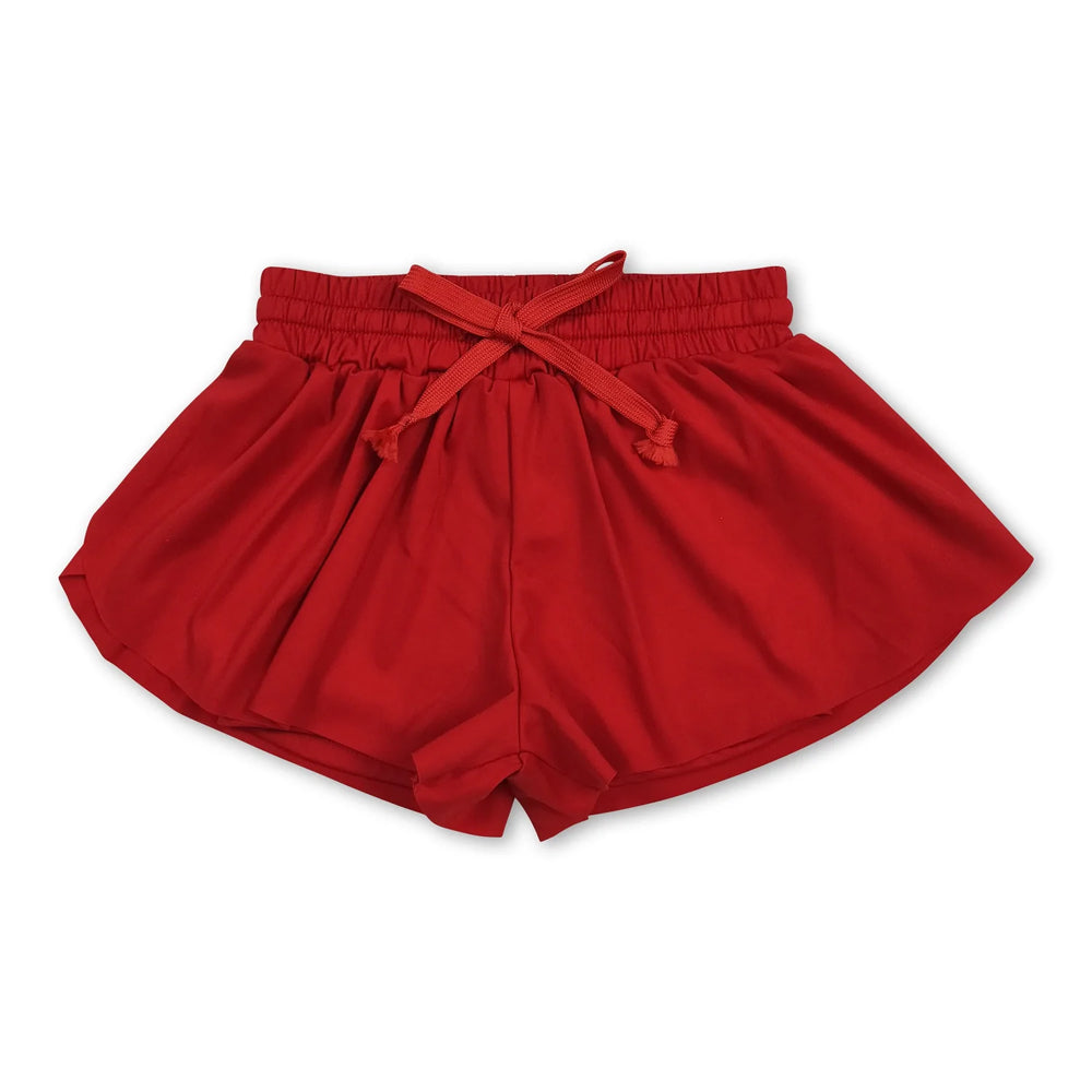 RTS NO MOQ Sibling yoga fabric cotton Baby Girls Solid Elastic Waist High Stretch Yoga Sports Shorts Bottoms