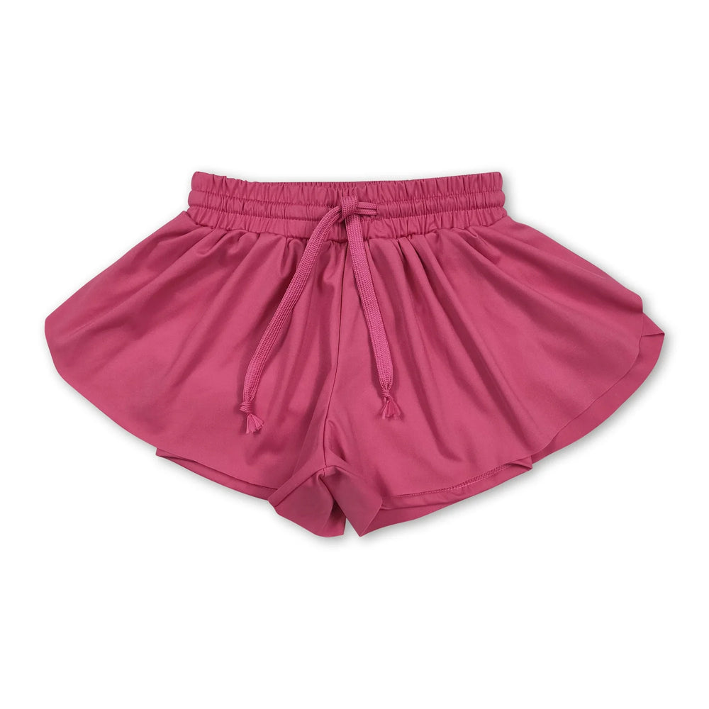RTS NO MOQ Sibling yoga fabric cotton Baby Girls Solid Elastic Waist High Stretch Yoga Sports Shorts Bottoms