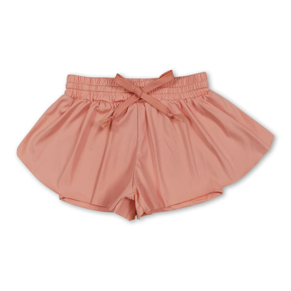 RTS NO MOQ Sibling yoga fabric cotton Baby Girls Solid Elastic Waist High Stretch Yoga Sports Shorts Bottoms