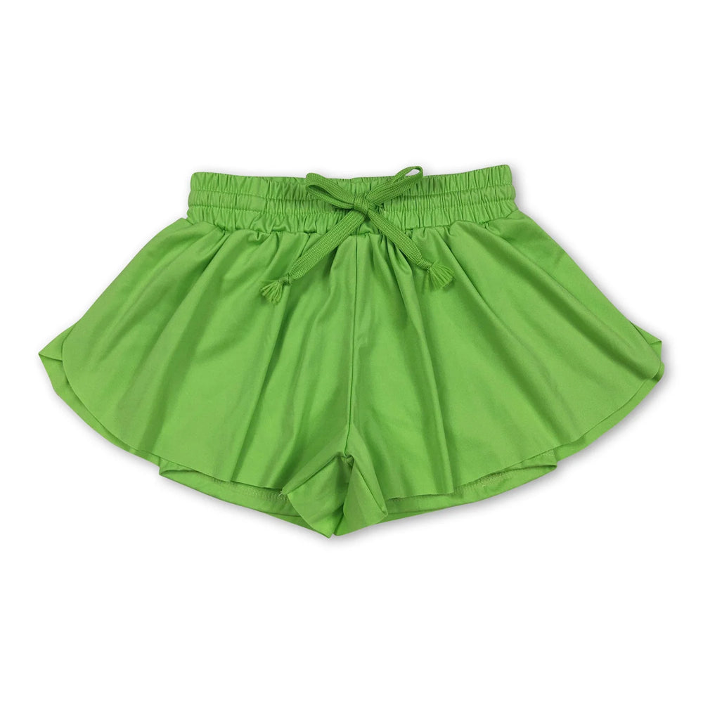 RTS NO MOQ Sibling yoga fabric cotton Baby Girls Solid Elastic Waist High Stretch Yoga Sports Shorts Bottoms