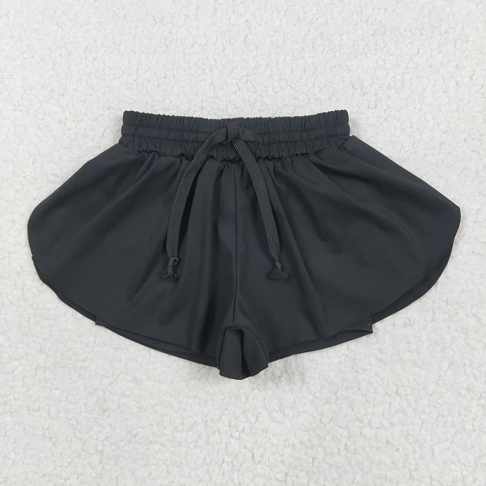 Best Sell RTS Baby Girls Black Yoga Skort Shorts Bottoms for Kids Comfortable Breathable