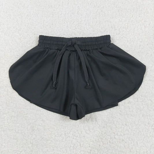 Best Sell RTS Baby Girls Black Yoga Skort Shorts Bottoms for Kids Comfortable Breathable