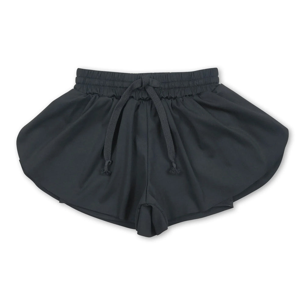 RTS NO MOQ Sibling yoga fabric cotton Baby Girls Solid Elastic Waist High Stretch Yoga Sports Shorts Bottoms