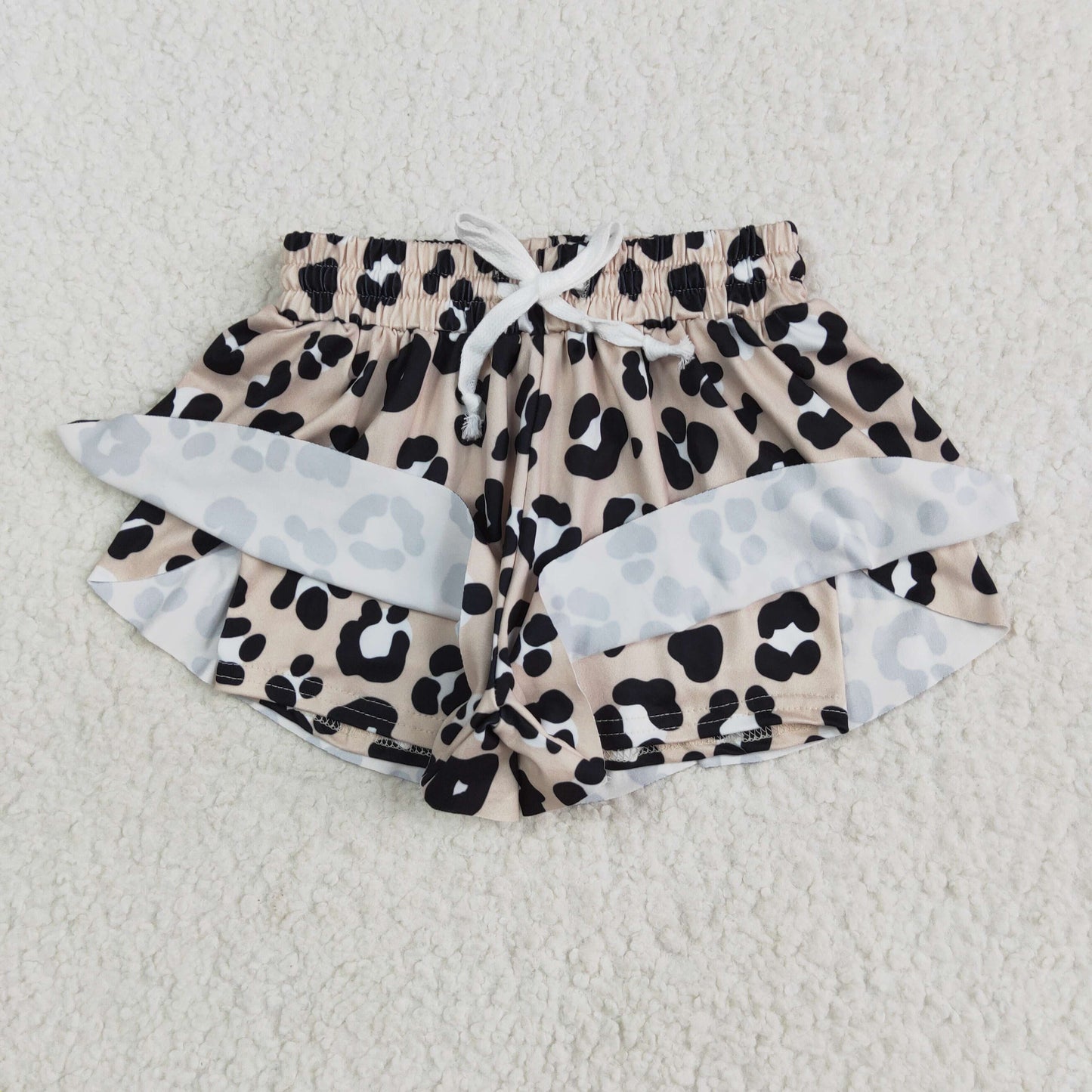 RTS NO MOQ SS0585 Black and white leopard print brown shorts