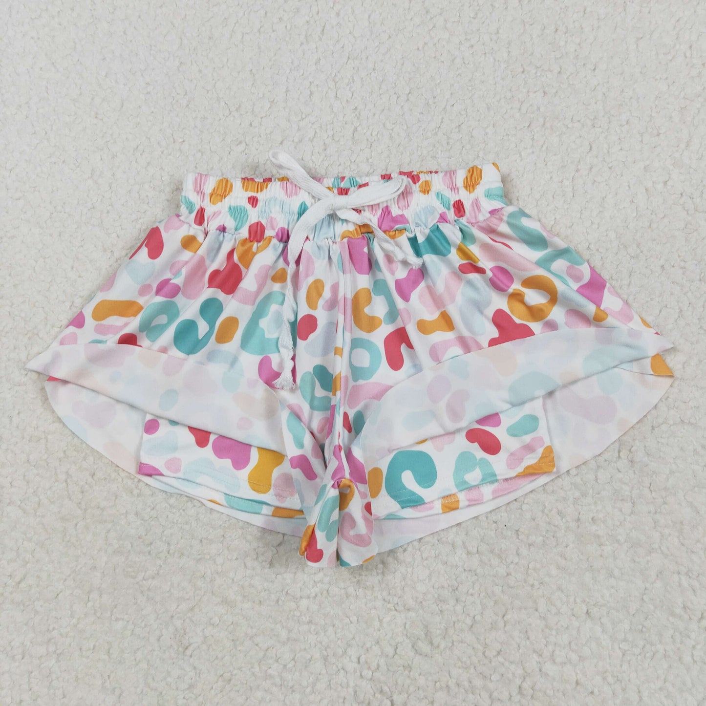 RTS NO MOQ SS0592 Pink, orange, blue, green, leopard print, white shorts