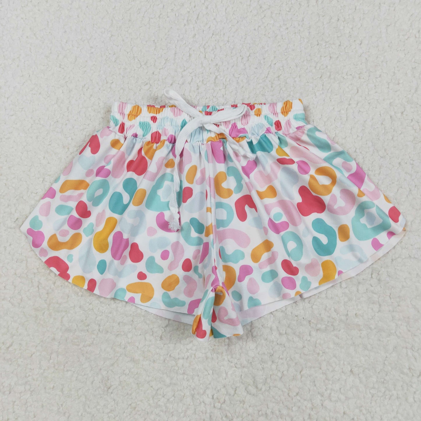 RTS NO MOQ SS0592 Pink, orange, blue, green, leopard print, white shorts