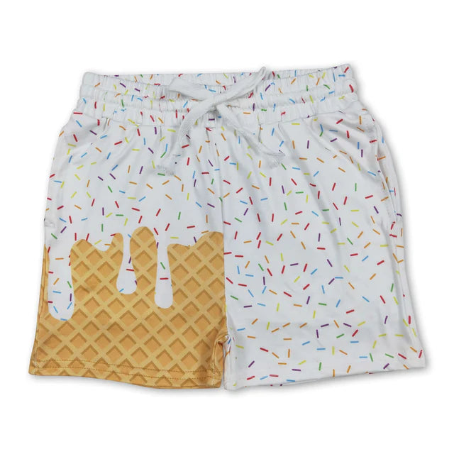 RTS NO MOQ Sibling milk silk Baby Boys Drip Sprinkles Daily Casual Summer Shorts