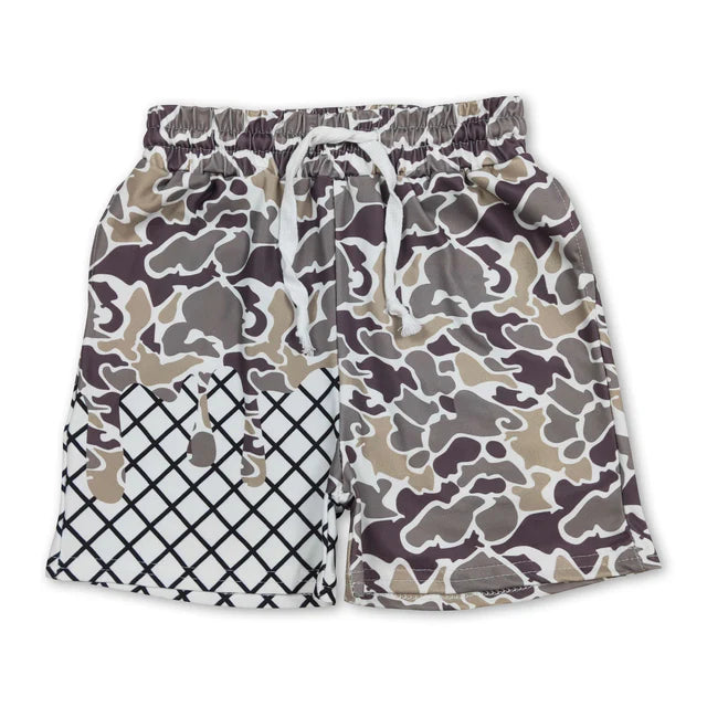 RTS NO MOQ Sibling milk silk Baby Boys Camo Drip Print Elastic Waist Boys Summer Shorts