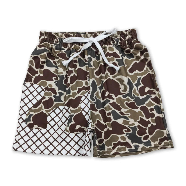 RTS NO MOQ Sibling milk silk Baby Boys Camo Drip Print Elastic Waist Boys Summer Shorts