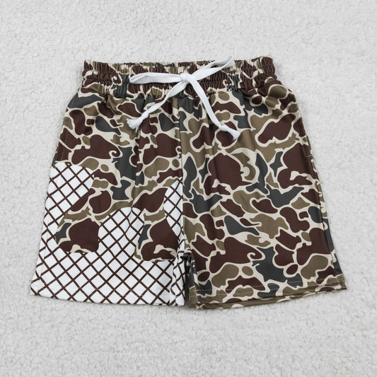 RTS NO MOQ SS0650 Baby Boys Dark Brown Camouflage Drip Team Shorts Bottom for Infants