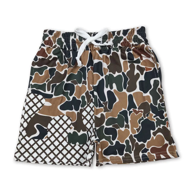 RTS NO MOQ Sibling milk silk Baby Boys Camo Drip Print Elastic Waist Boys Summer Shorts