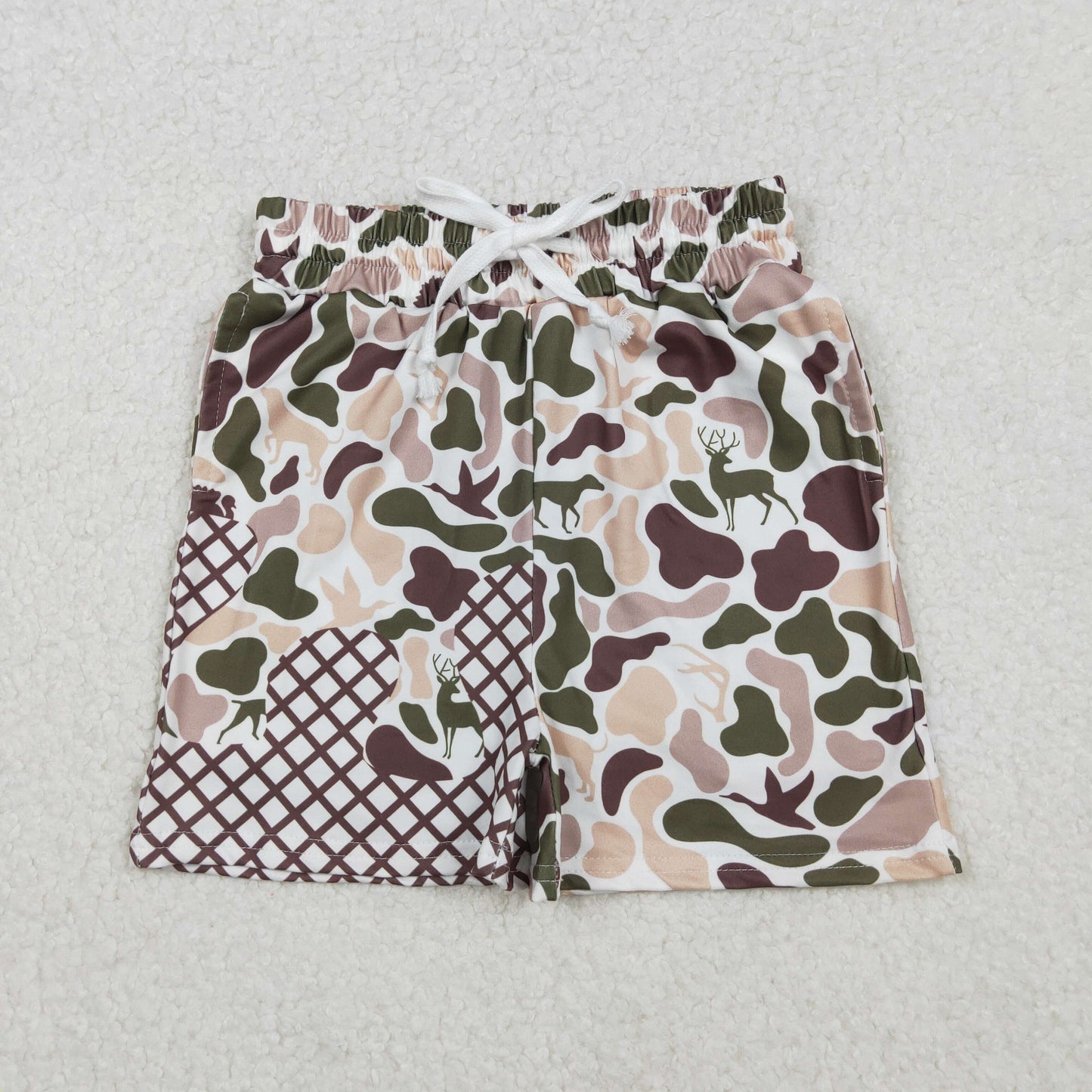 RTS NO MOQ Sibling Baby boys clothes camouflage long-sleeved shorts suit & and tops and shorts