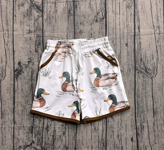 (Sample) No moq SS0677 Baby Boys Plaid Hunting Shorts with Pockets Ducks Theme Bottom for Infants