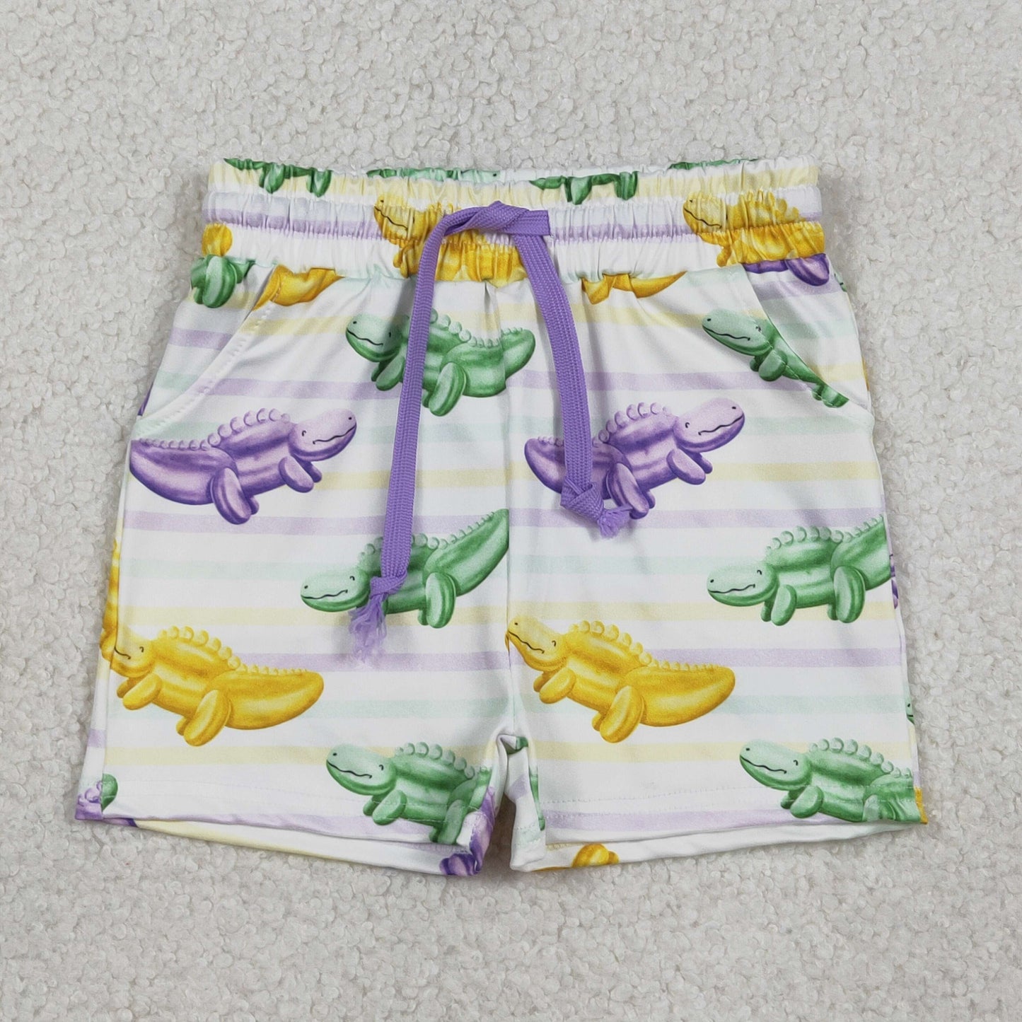 RTS NO MOQ Sibling baby boy clothes mardi gras short-Sleeve shorts sets and Tops and shorts