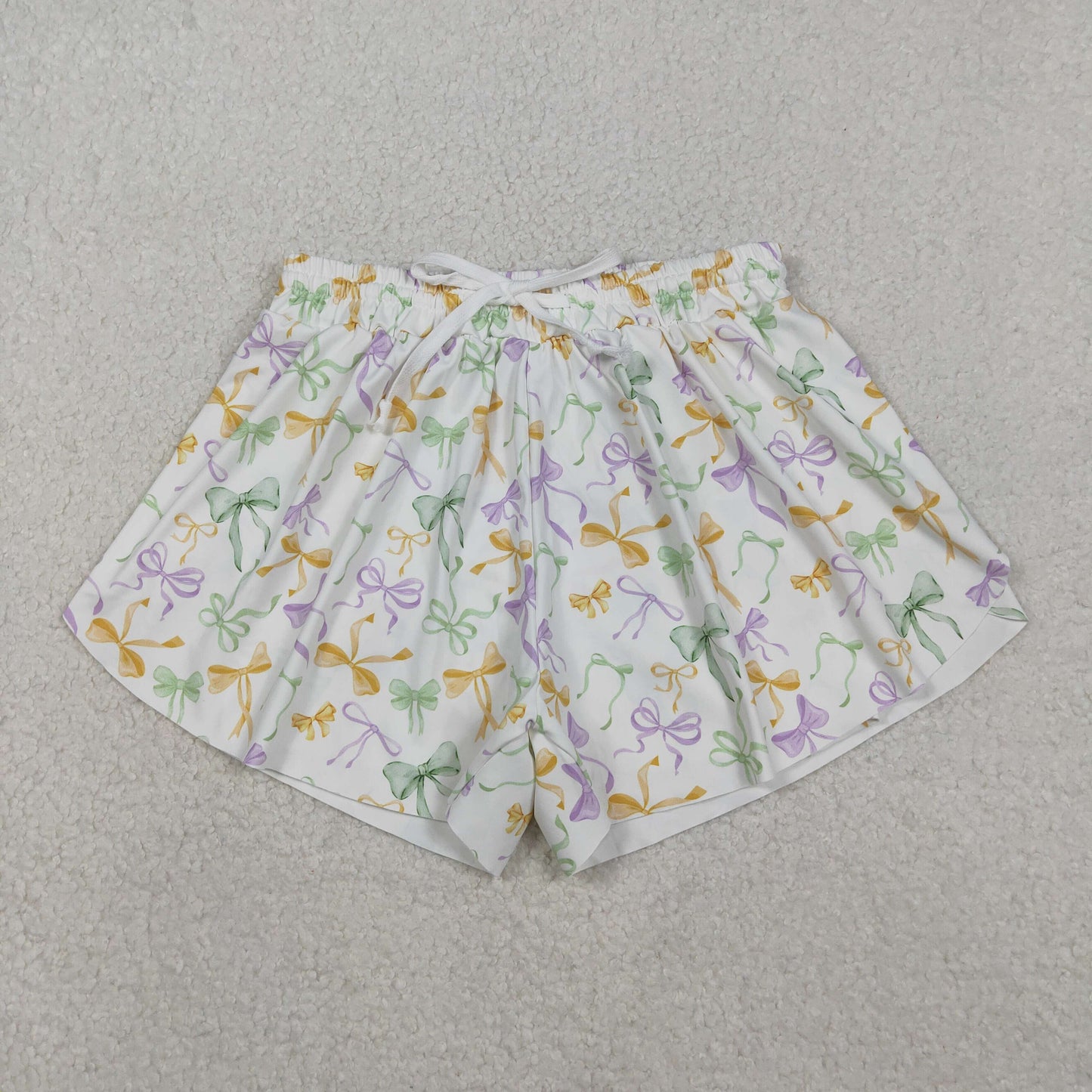 RTS NO MOQ Sibling baby girl clothes and Adult clothes mardi gras yoga bow kids shorts and adult shorts