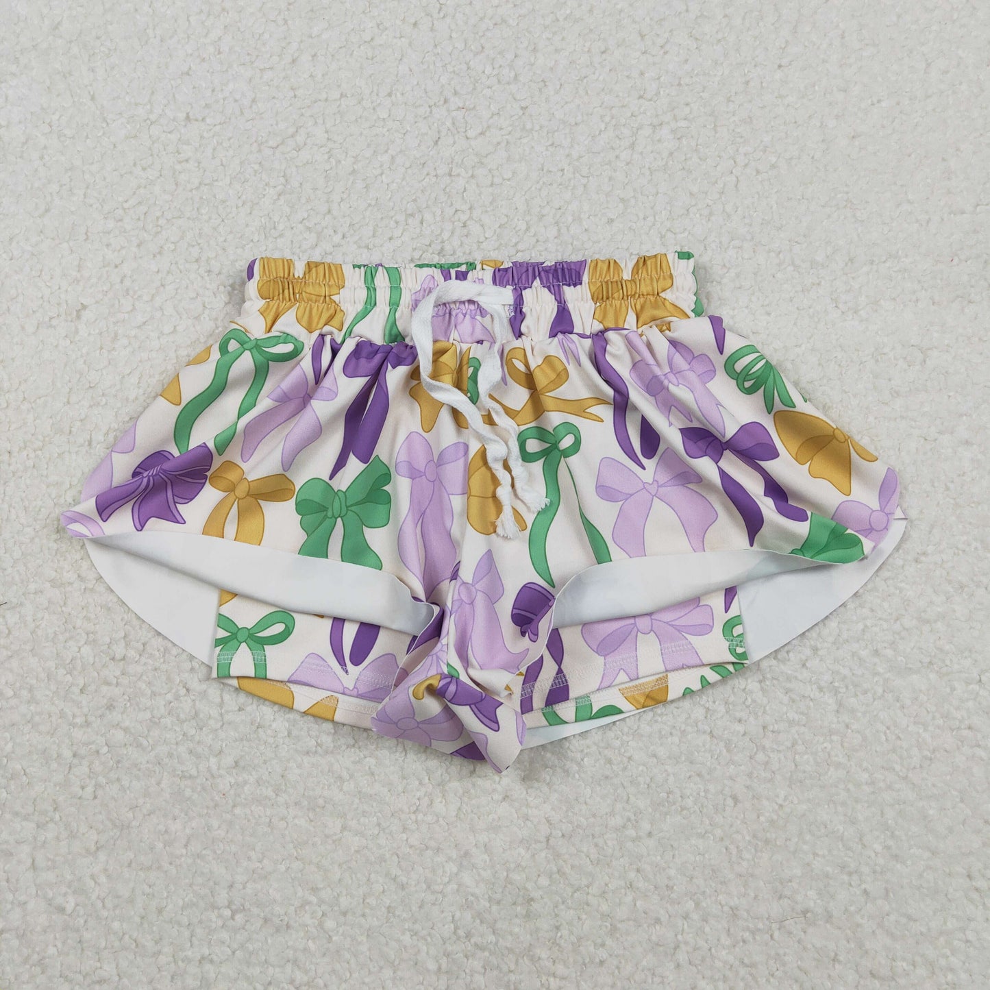RTS NO MOQ Sibling baby girl clothes mardi gras yoga bow kids shorts
