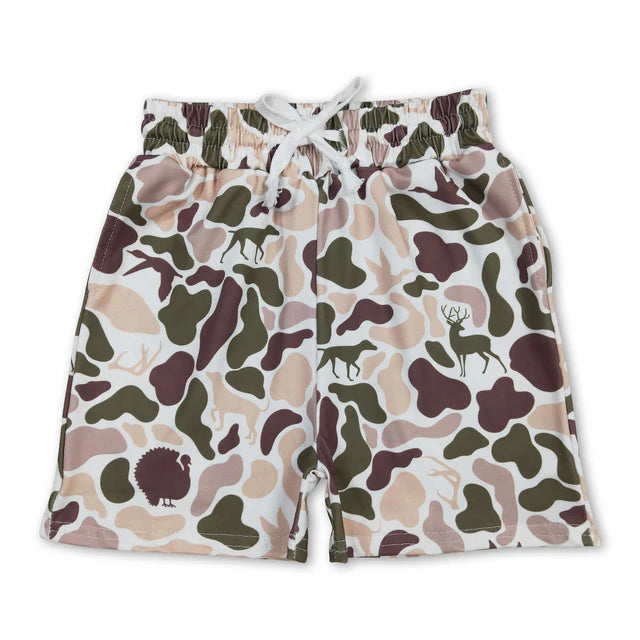 RTS NO MOQ Sibling milk silk Baby Boys Camouflage Print Elastic Waist Boys Daily Pocket Shorts