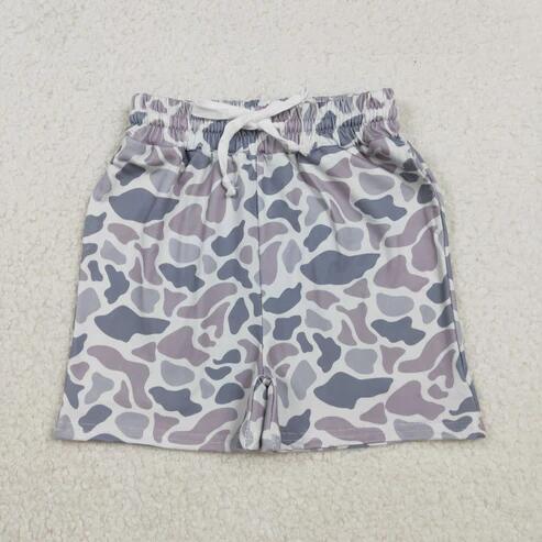 RTS NO MOQ Sibling Baby Boys Light Grey Camouflage Short Sleeve Shirt with Pockets Shorts Outfit Set