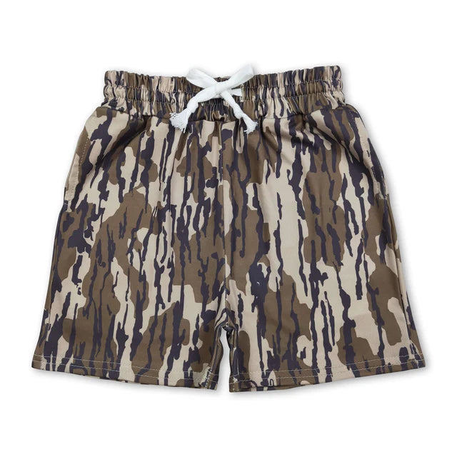 RTS NO MOQ Sibling milk silk Baby Boys Camouflage Print Elastic Waist Boys Daily Pocket Shorts