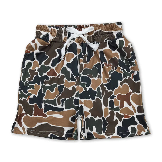 RTS NO MOQ Sibling milk silk Baby Boys Camouflage Print Elastic Waist Boys Daily Pocket Shorts