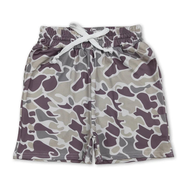 RTS NO MOQ Sibling milk silk Baby Boys Camouflage Print Elastic Waist Boys Daily Pocket Shorts