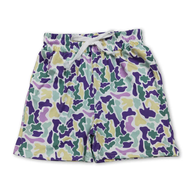 RTS NO MOQ Sibling milk silk Baby Boys Camouflage Print Elastic Waist Boys Daily Pocket Shorts