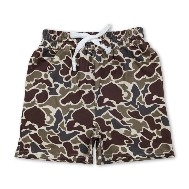 RTS NO MOQ Sibling milk silk Baby Boys Camouflage Print Elastic Waist Boys Daily Pocket Shorts